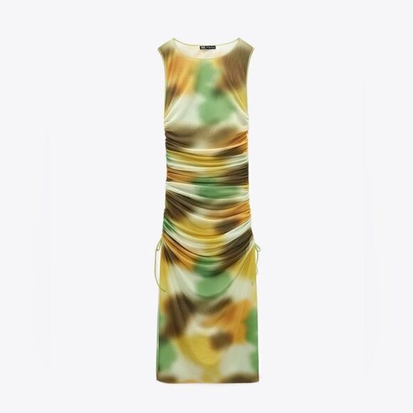 Zara Printed tulle dress green multi - Picture 14 of 15